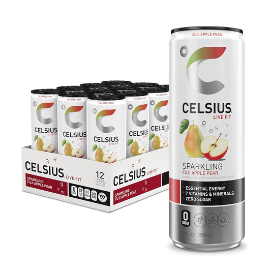 Sparkling Fuji Apple Pear, Functional Essential Energy Drink 12 Fl Oz (Pack of 12)