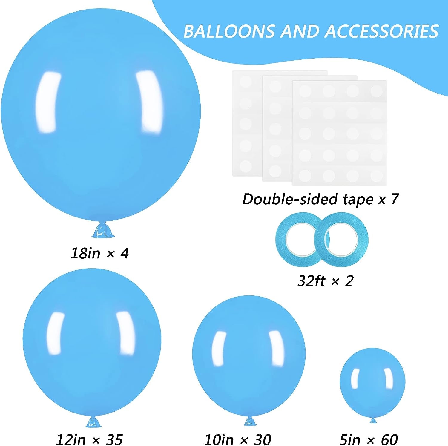 129Pcs Light Blue Balloons Different Sizes 18 12 10 5 Inch for Garland Arch, Blue Balloons for Birthday Gender Reveal Baby Shower Sky Blue Balloons Party Decoration