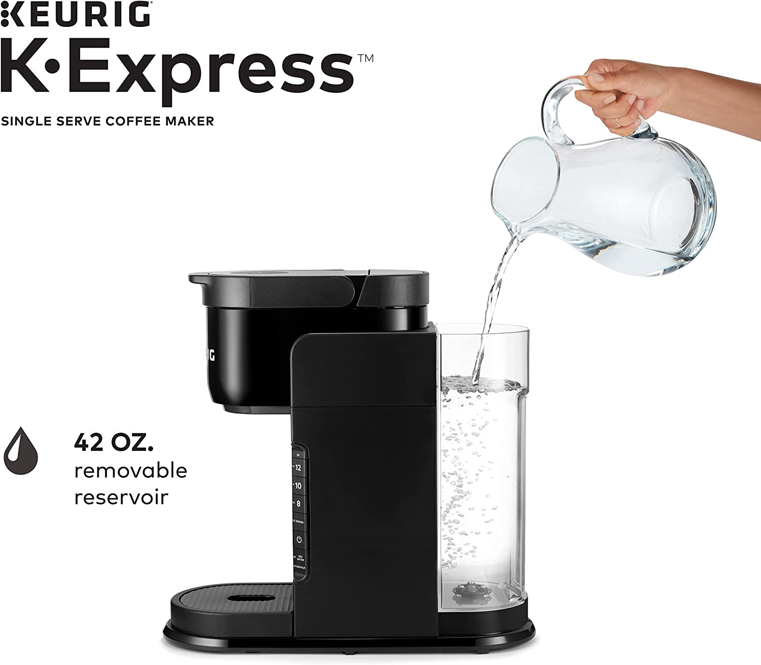 K-Express Coffee Maker, Single Serve K-Cup Pod Coffee Brewer, Black, 12.8” L X 5.1” W X 12.6” H