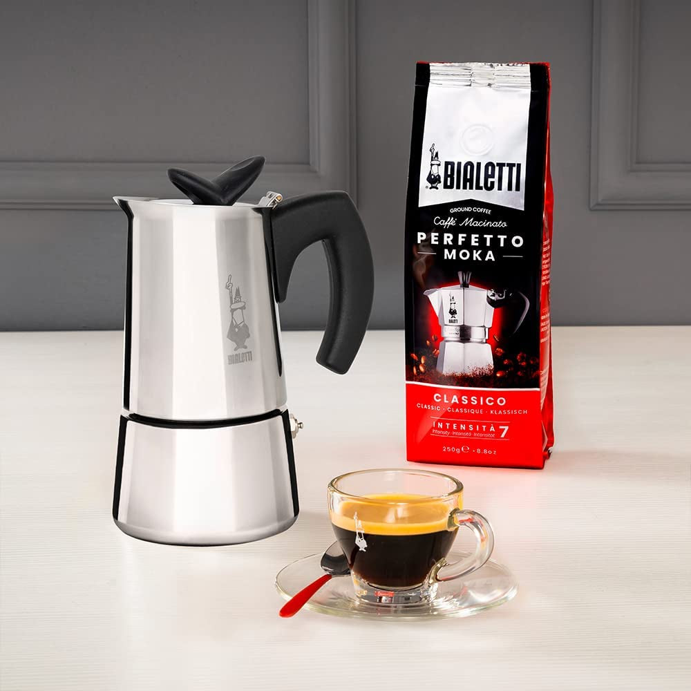 "  - Musa Induction, Stainless Steel Stovetop Espresso Coffee Maker, Suitable for All Types of Hobs, 10-Cup (15.5 Oz), Silver"