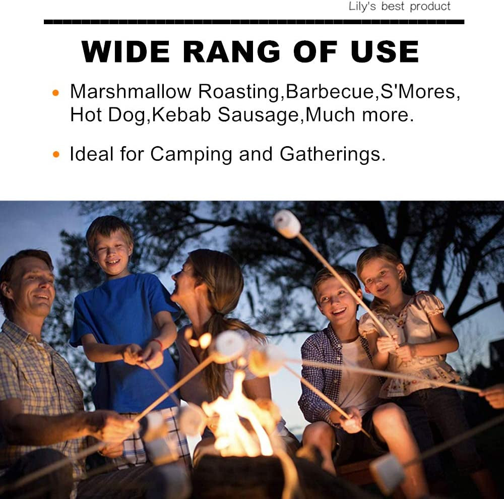 30" Natural Bamboo Skewers Sticks for Marshmallows，S'Mores，Bbq，Kabob，Grilling，Barbecue，Roasting，Camping.More Size Choices 6"/8"/10"/12"/14"/36"(100 PCS)