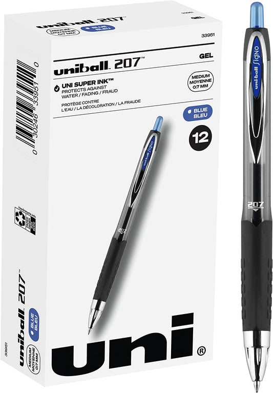 Uniball Signo 207 Gel Pen 12 Pack, 0.7Mm Medium Blue Pens, Gel Ink Pens Office Supplies Sold by Uniball Are Pens, Ballpoint Pen, Colored Pens, Gel Pens, Fine Point, Smooth Writing Pens