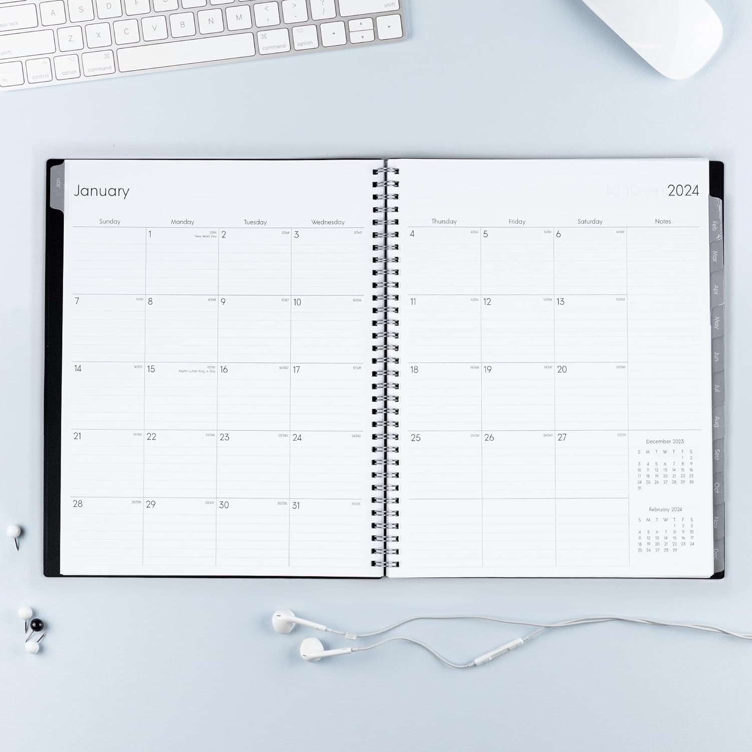 2024 Weekly and Monthly Planner, January - December, 8.5" X 11", Flexible Cover, Wirebound, Enterprise (144725)