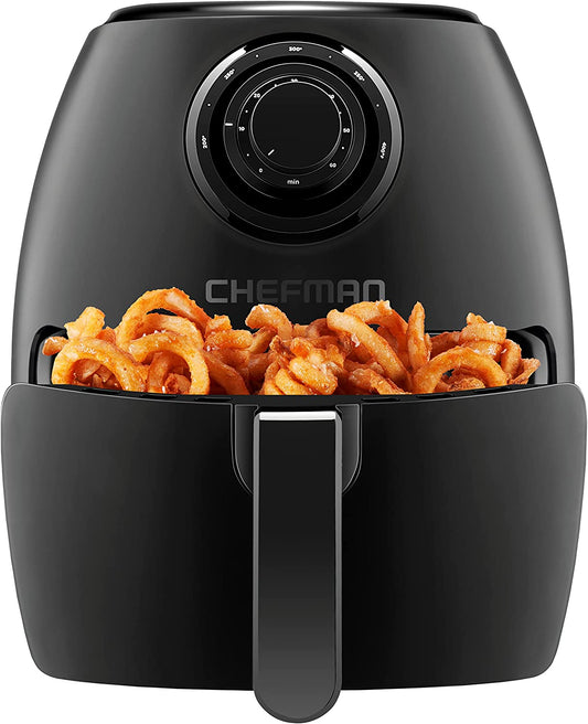 Small Air Fryer Healthy Cooking, 3.6 Qt, Nonstick, User Friendly and Dual Control Temperature, W/ 60 Minute Timer & Auto Shutoff, Dishwasher Safe Basket, Matte Black, Cookbook Included