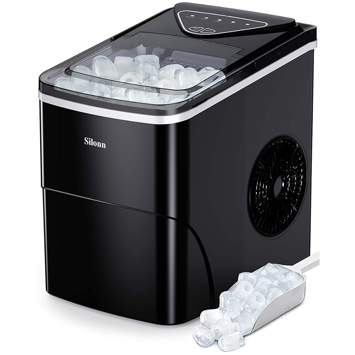 Ice Makers Countertop, 9 Cubes Ready in 6 Mins, 26Lbs in 24Hrs, Self-Cleaning Ice Machine with Ice Scoop and Basket, 2 Sizes of Bullet Ice for Home Kitchen Office Bar Party