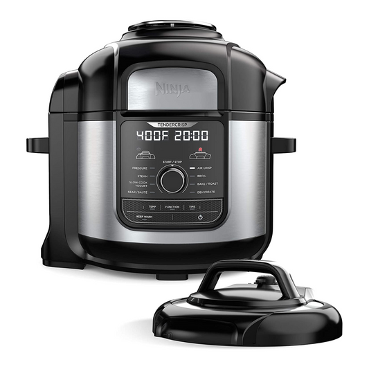 Ninja FD401 Foodi 12-In-1 Deluxe XL 8 Qt. Pressure Cooker & Air Fryer That Steams, Slow Cooks, Sears, Sautés, Dehydrates & More, with 5 Qt. Crisper Basket, Deluxe Reversible Rack & Recipe Book, Silver