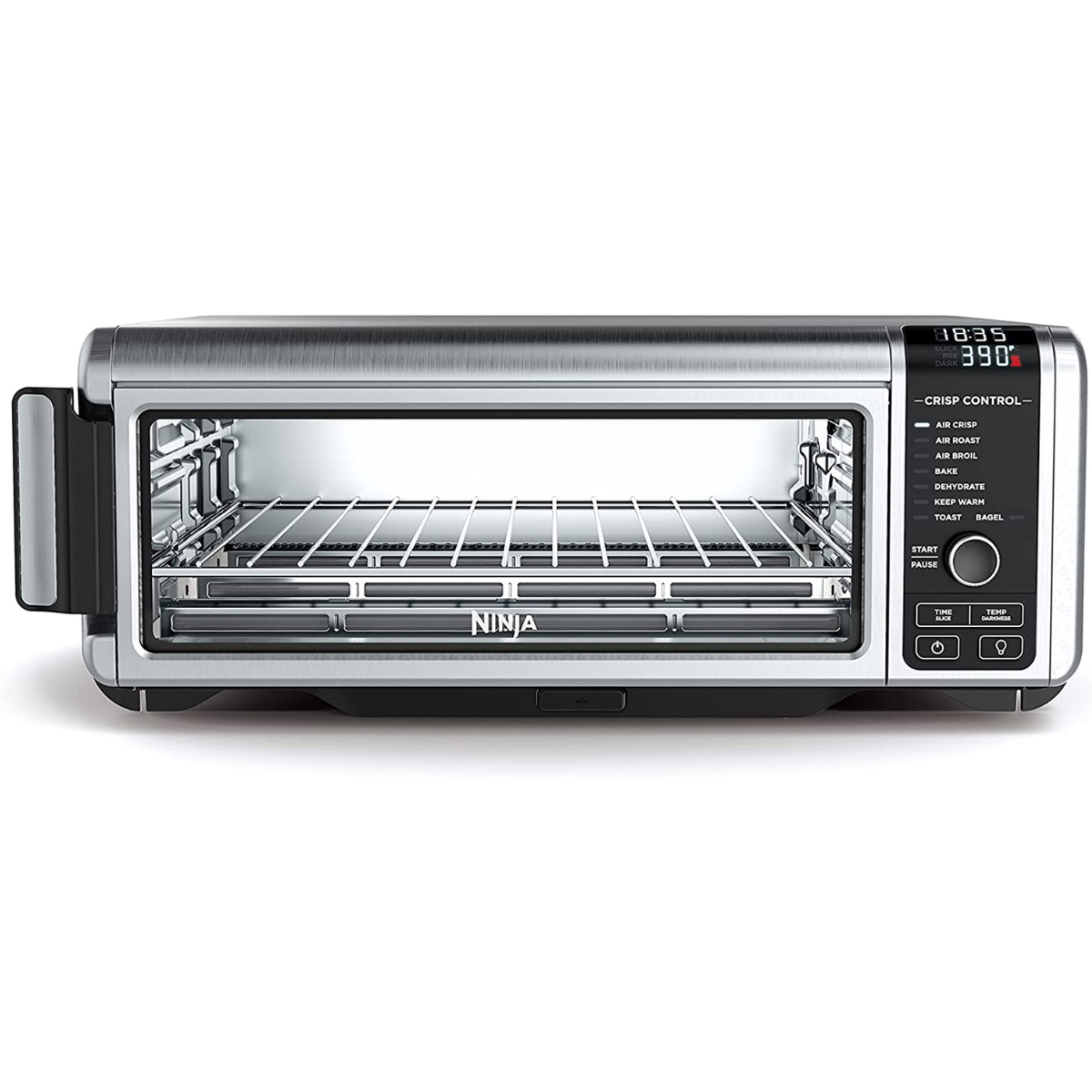 SP101 Digital Air Fry Countertop Oven with 8-In-1 Functionality, Flip up & Away Capability for Storage Space, with Air Fry Basket, Wire Rack & Crumb Tray, Silver