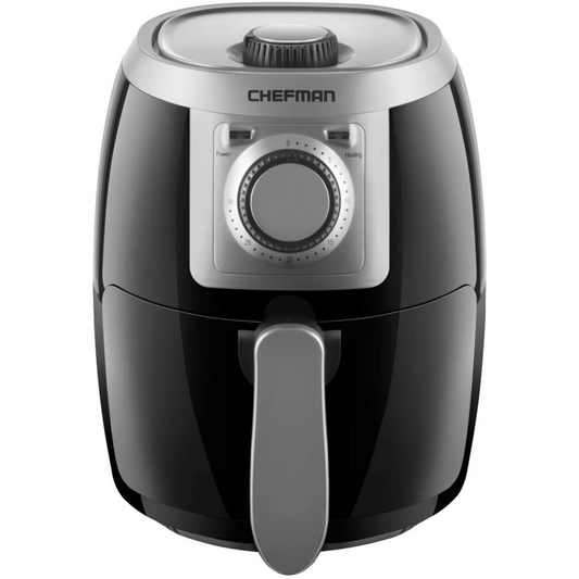 Small, Compact Air Fryer Healthy Cooking, 2 Qt, Nonstick, User Friendly and Adjustable Temperature Control W/ 60 Minute Timer & Auto Shutoff, Dishwasher Safe Basket, BPA - Free, Black