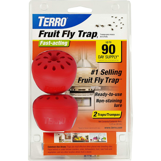 TERRO T2502 Ready-To-Use Indoor Fruit Fly Trap with Built in Window - 2 Traps + 90 Day Lure Supply