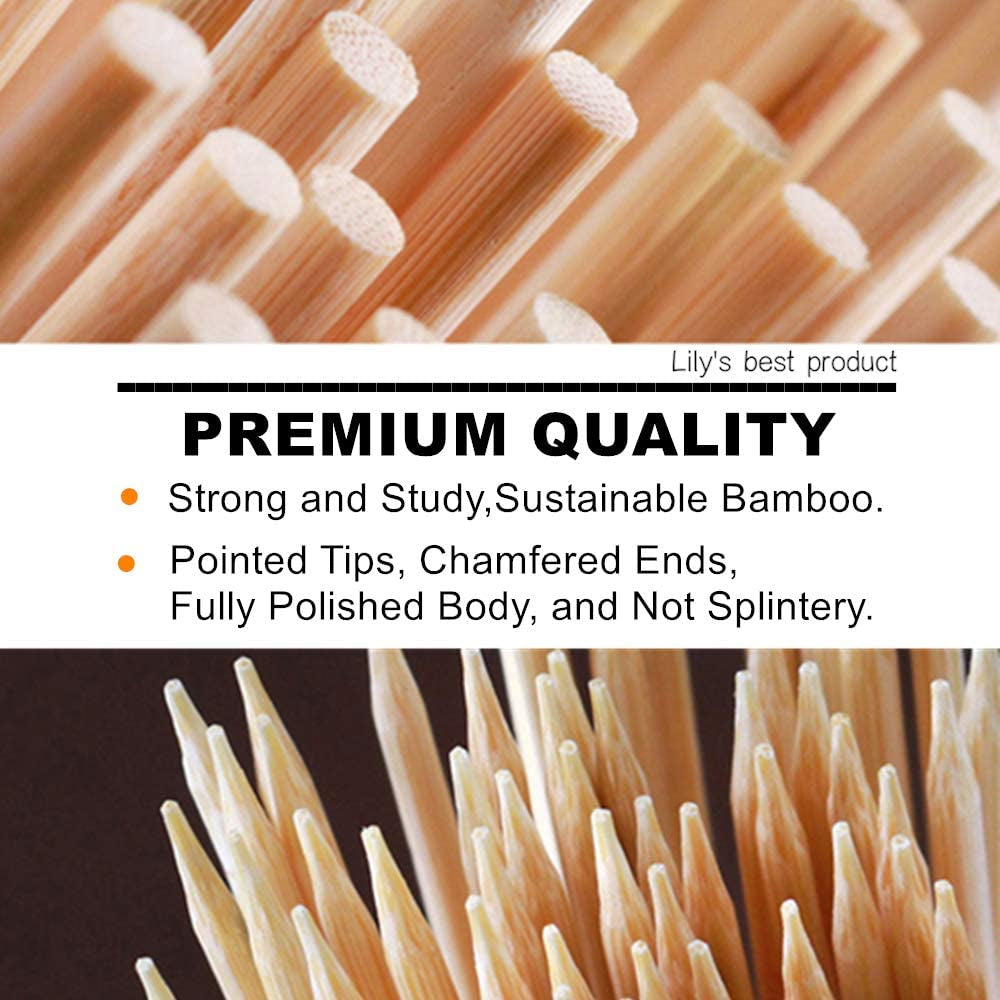 12" Natural Bamboo Skewers for Bbq，Appetiser，Fruit，Cocktail，Kabob，Chocolate Fountain，Grilling，Barbecue，Kitchen，Crafting and Party. Φ=4Mm, More Size Choices 6"/8"/10"/14"/16"/30"(100 PCS)