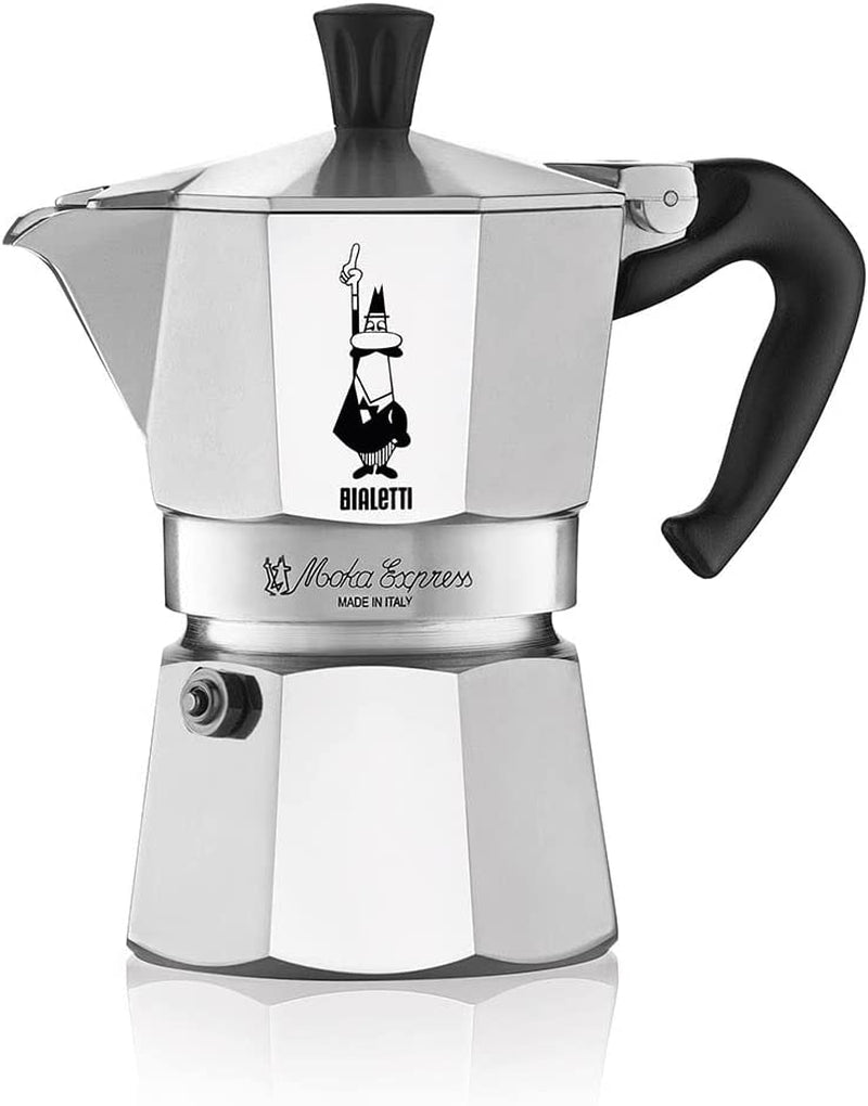 - Moka Express: Iconic Stovetop Espresso Maker, Makes Real Italian Coffee, Moka Pot 3 Cups (4.3 Oz - 130 Ml), Aluminium, Silver