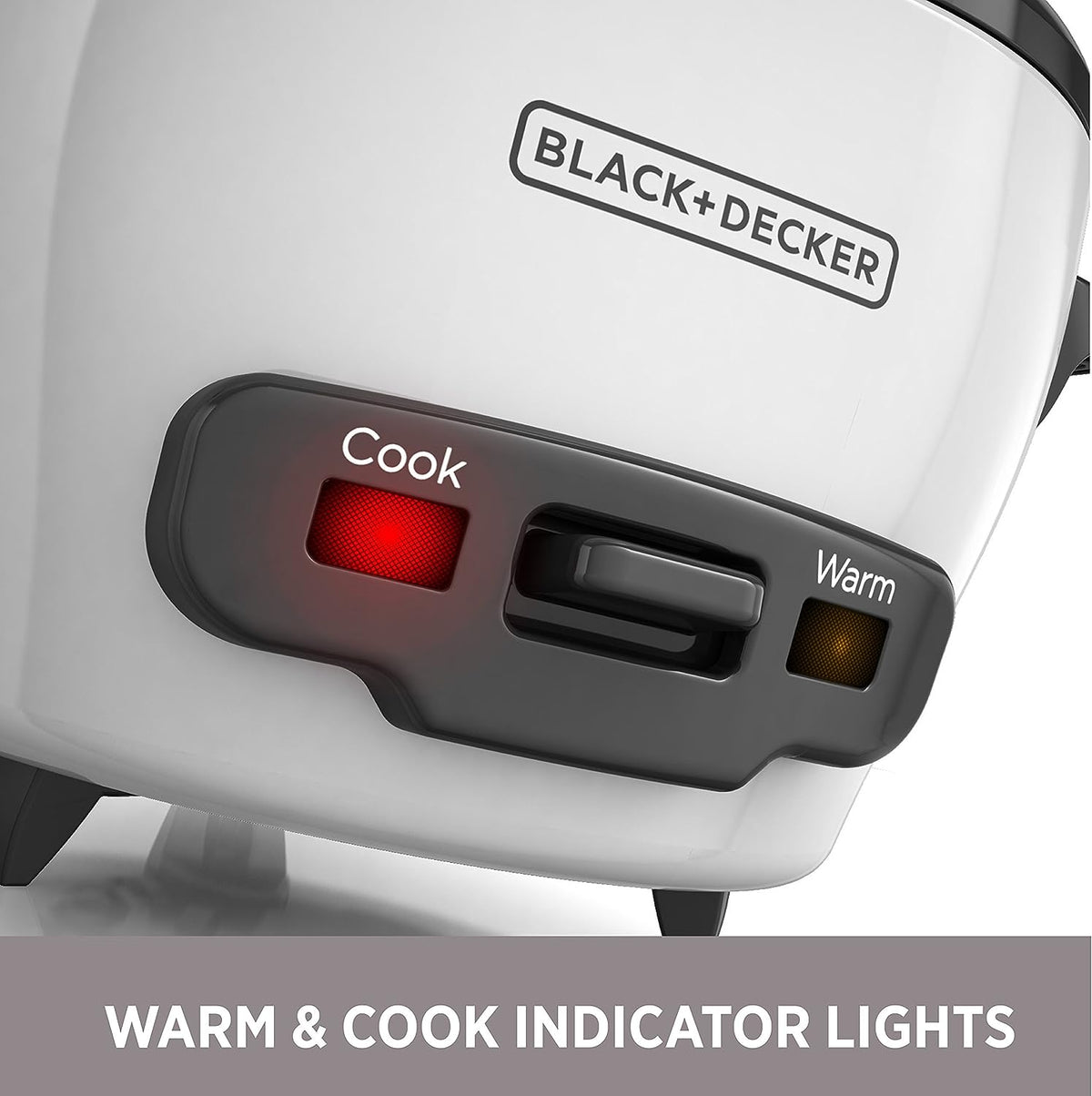 BLACK+DECKER Rice Cooker 3 Cups Cooked (1.5 Cups Uncooked) with Steaming Basket, Removable Non-Stick Bowl, White