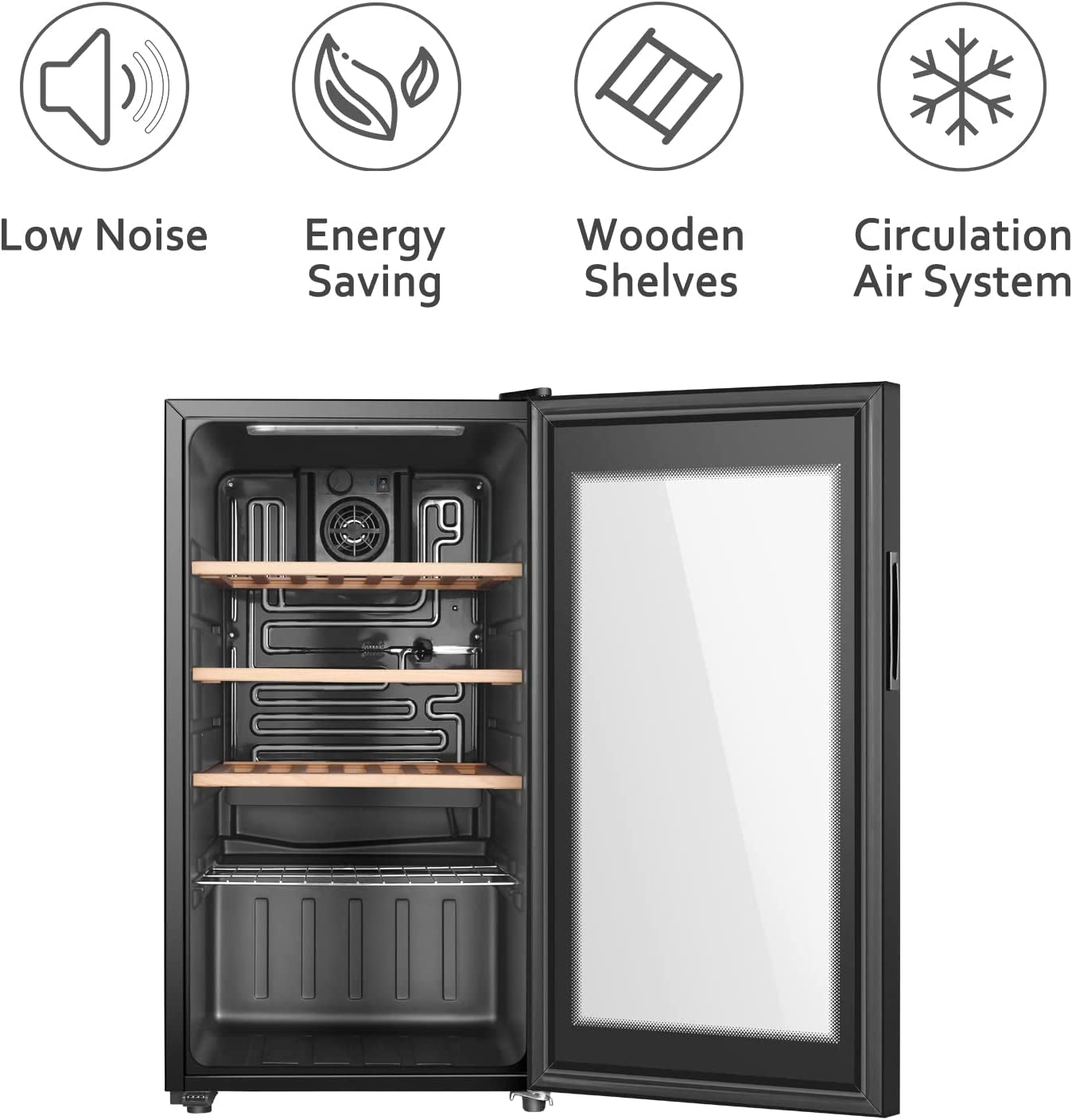 26 Bottle Wine Cooler Refrigerator, Freestanding Wine Cellar, 3.4 Cu.Ft Wine Fridge for Red & White, Glass Door
