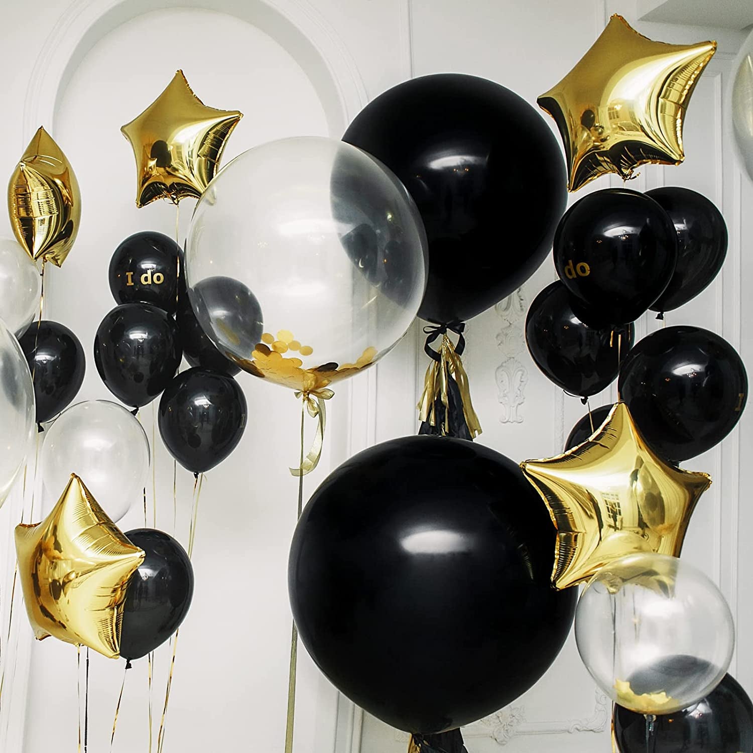 129Pcs Black Balloons Latex Balloons Different Sizes 18 12 10 5 Inch Party Balloon Kit for Birthday Party Graduation Baby Shower Wedding Holiday Balloon Decoration
