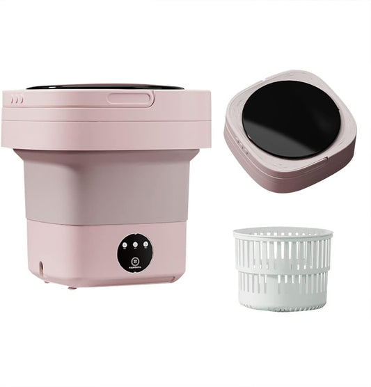 Small Portable Washing Machine, Mini Washer 6.5L High Capacity with 3 Modes Deep Cleaning for Underwear, Baby Clothes, or Small Items, Foldable Washing Machine for Apartments, Camping, Travel (Pink)