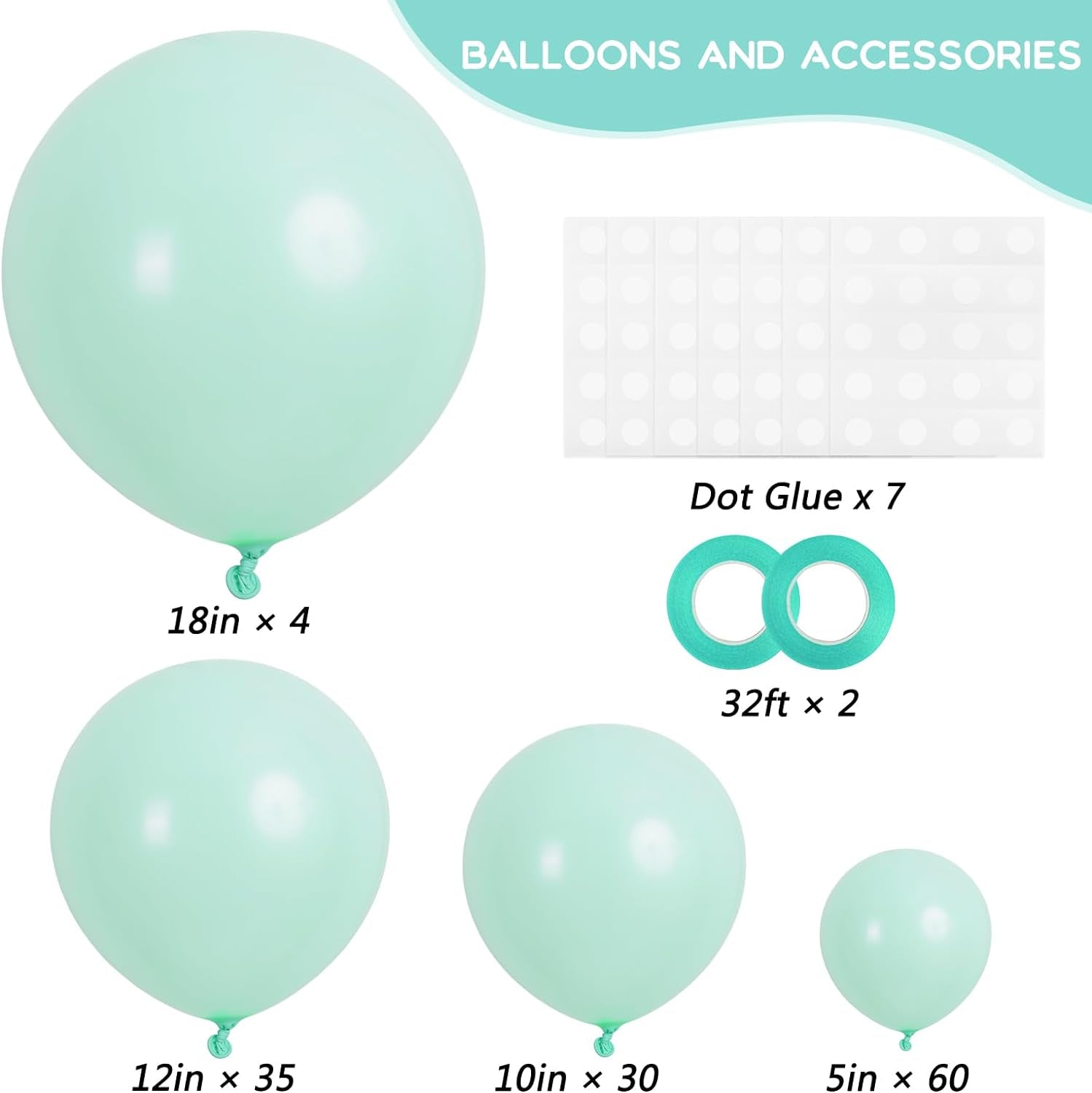 129Pcs Makani Blue Balloons Different Sizes 18 12 10 5 Inch for Garland Arch, Light Blue Balloons for Birthday Baby Shower Gender Reveal Wedding Party Decoration