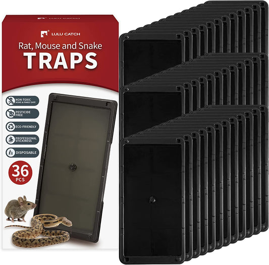 Super Glue Traps 36 Pack for Mice & Snakes, Larger, Heavier Sticky Traps with Non-Toxic Glue. Sticky Mouse Traps Indoor, Easy to Set, Safe to Children & Pets
