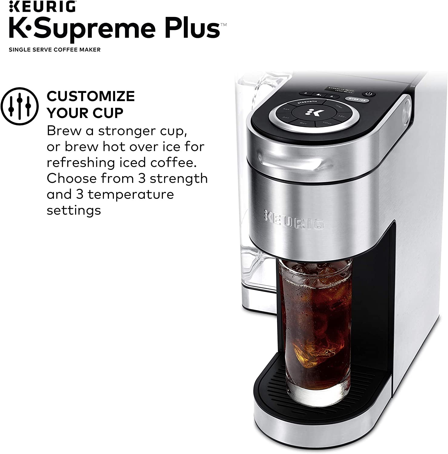® K-Supreme plus Single Serve K-Cup Pod Coffee Maker, Multistream Technology, Stainless Steel