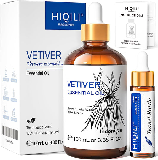 Vetiver Essential Oil, 100% Pure Natural for Diffuser,Skin Care - 3.38 Fl Oz.