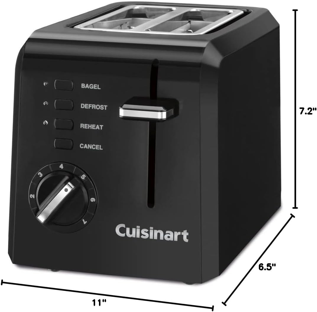 CPT-122BK 2-Slice Compact Plastic Toaster, Black