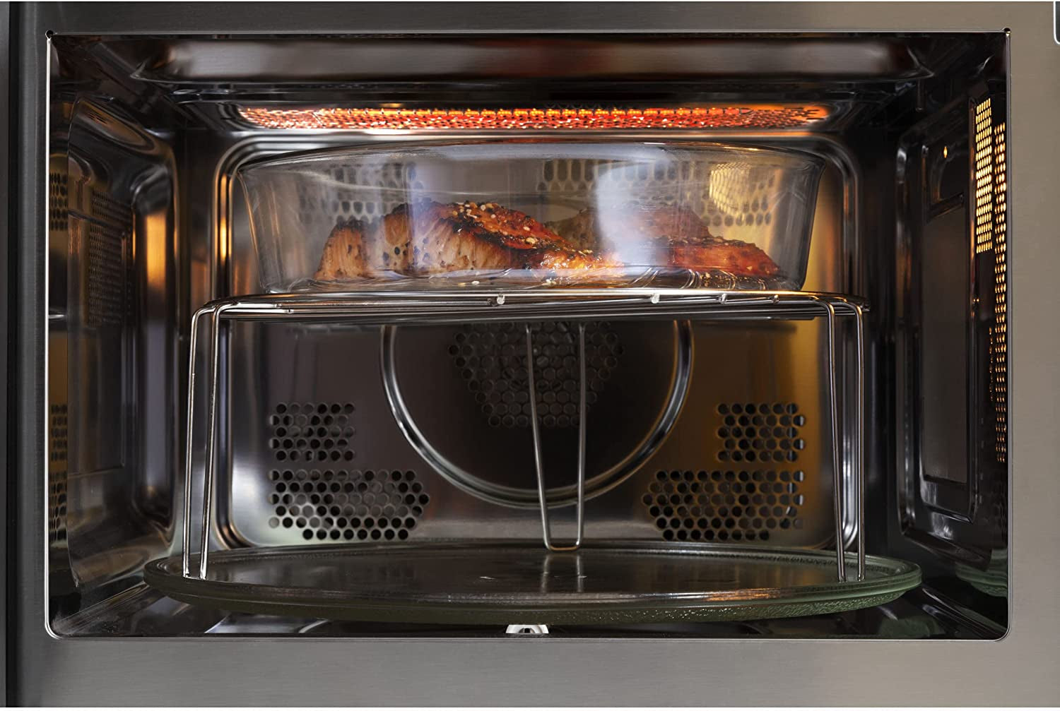 3-In-1 Countertop Microwave Oven | Complete with Air Fryer, Broiler & Convection Mode | 1.0 Cubic Feet Capacity, 1,050 Watts | Kitchen Essentials for the Countertop or Dorm Room | Stainless Steel