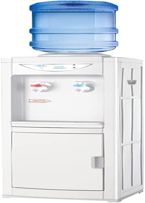 Top Loading Water Cooler Dispenser, 5 Gallon Bottles Hot & Cold Water Cooler Dispenser, Child Safety Lock Water Cooler for Indoor Home Office Use with Storage Cabinet, White
