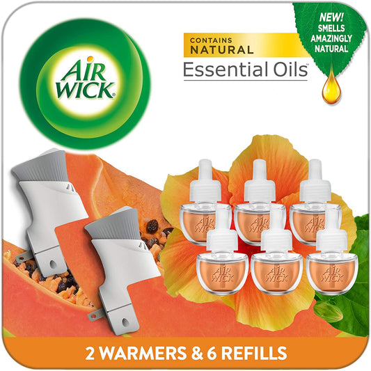 Plug in Scented Oil Starter Kit, 2 Warmers + 6 Refills, Hawaii, Essential Oils, Air Freshener
