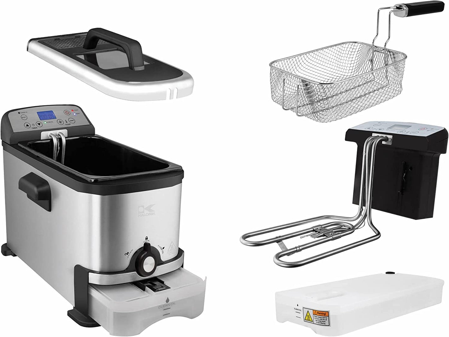® 3.2 Quart Digital Deep Fryer with Oil Filtration, Stainless Steel