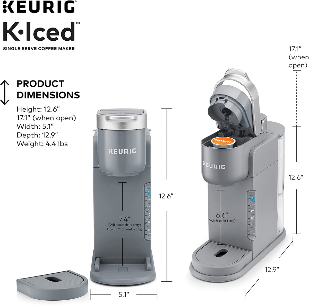 K-Iced Single Serve Coffee Maker, Gray