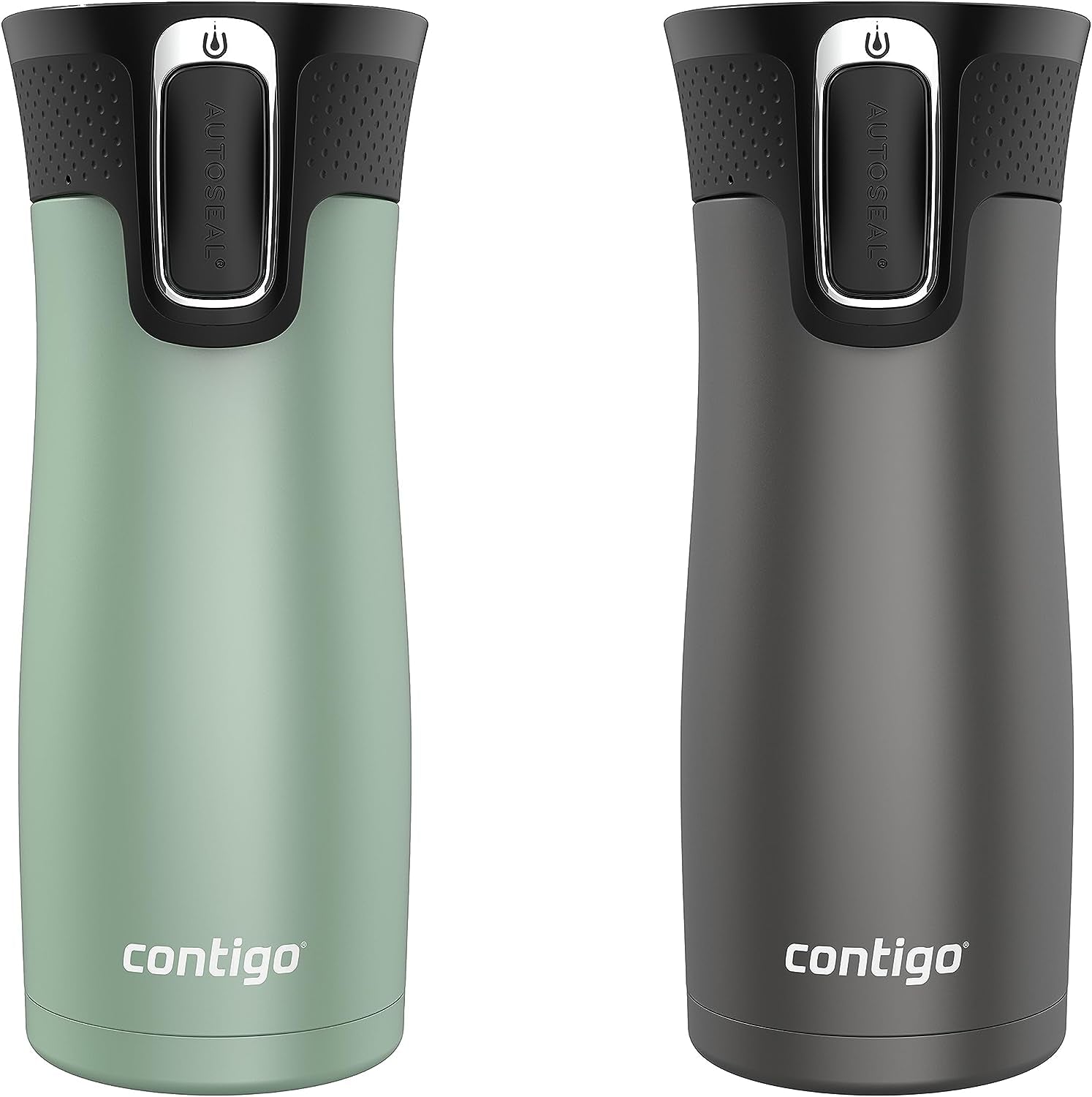 West Loop Stainless Steel Vacuum-Insulated Travel Mug with Spill-Proof Lid, Keeps Drinks Hot up to 5 Hours and Cold up to 12 Hours, 16Oz 2-Pack, Agave Metallic & Sake Metallic