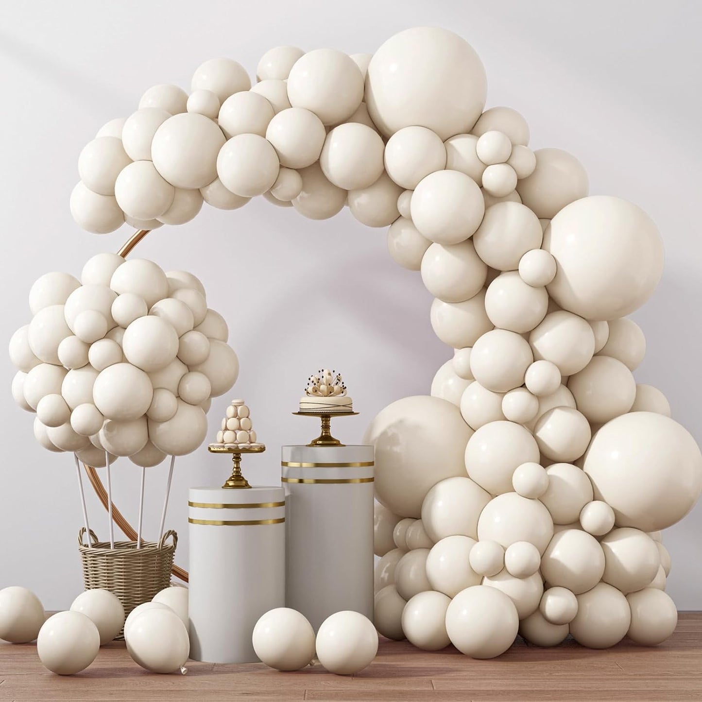 129Pcs Ivory White Balloons Different Sizes 18 12 10 5 Inch Latex Balloon Garland Arch for Party Decoration Birthday Gender Reveal Wedding Anniversary Baby Shower Party Supplies