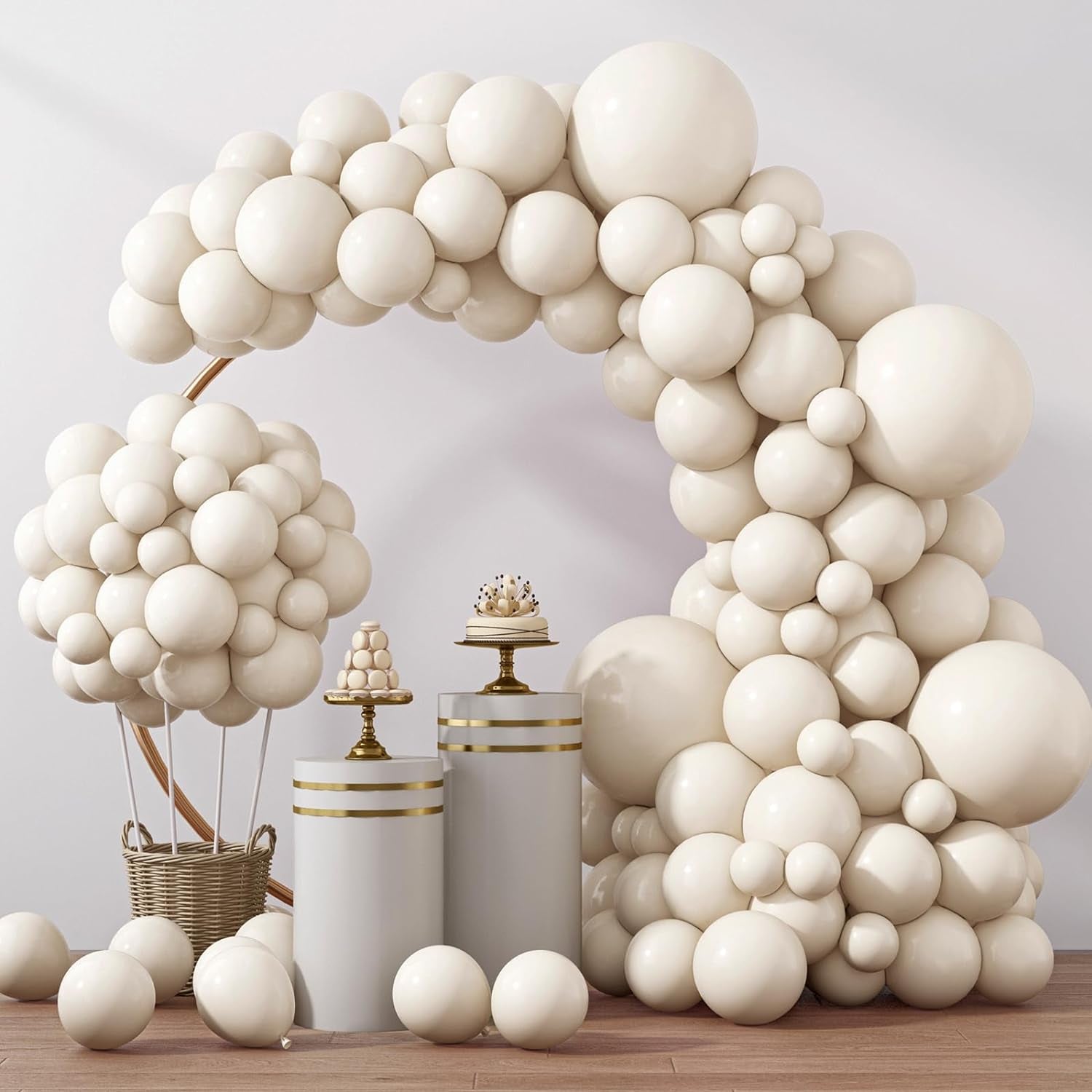 129Pcs Ivory White Balloons Different Sizes 18 12 10 5 Inch Latex Balloon Garland Arch for Party Decoration Birthday Gender Reveal Wedding Anniversary Baby Shower Party Supplies