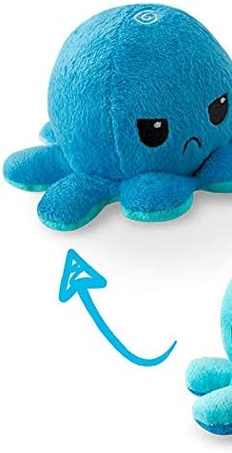 - the Original Reversible Octopus Plushie - Light + Dark Blue - Cute Sensory Fidget Stuffed Animals That Show Your Mood