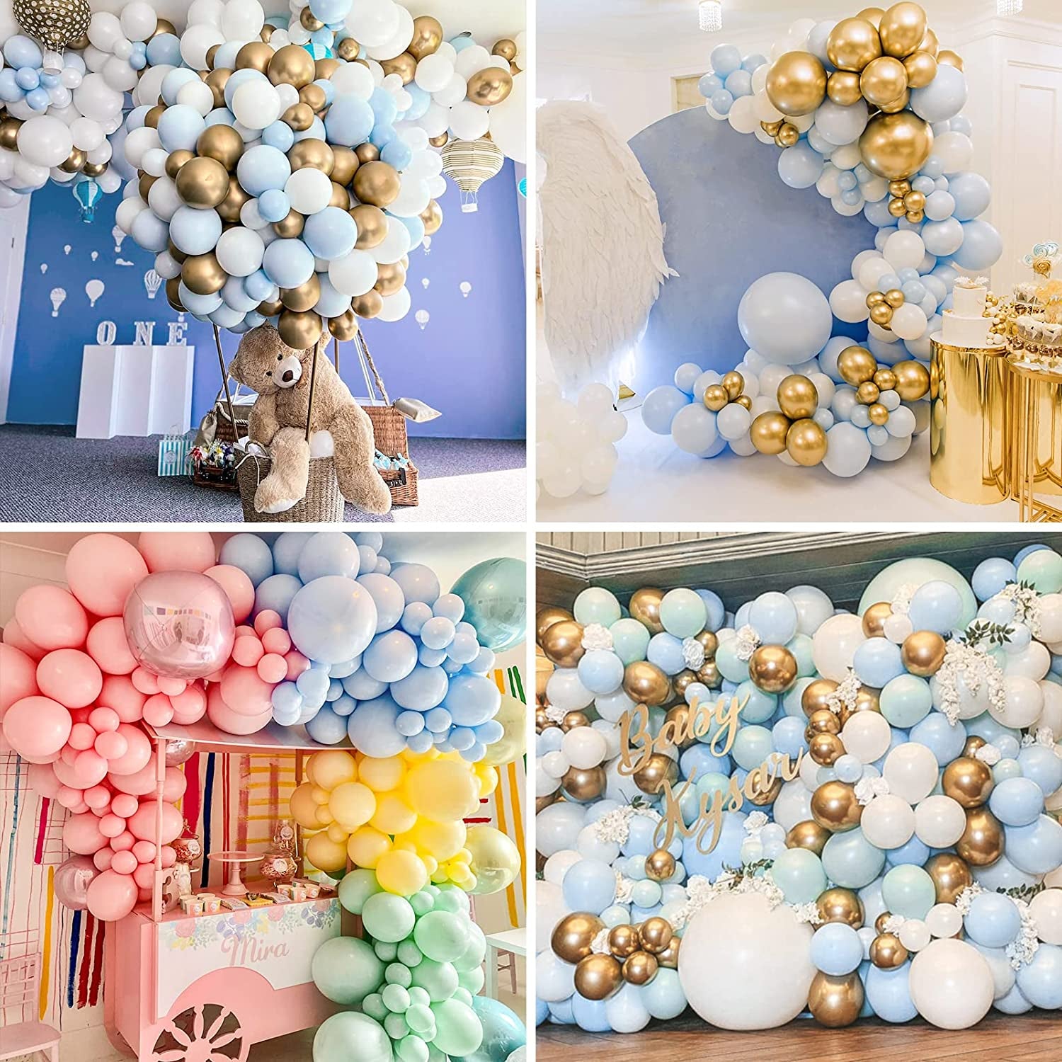 129Pcs Pastel Blue Balloons Different Sizes 18 12 10 5 Inch for Garland Arch, Light Blue Balloons for Birthday Baby Shower Gender Reveal Wedding Party Decoration