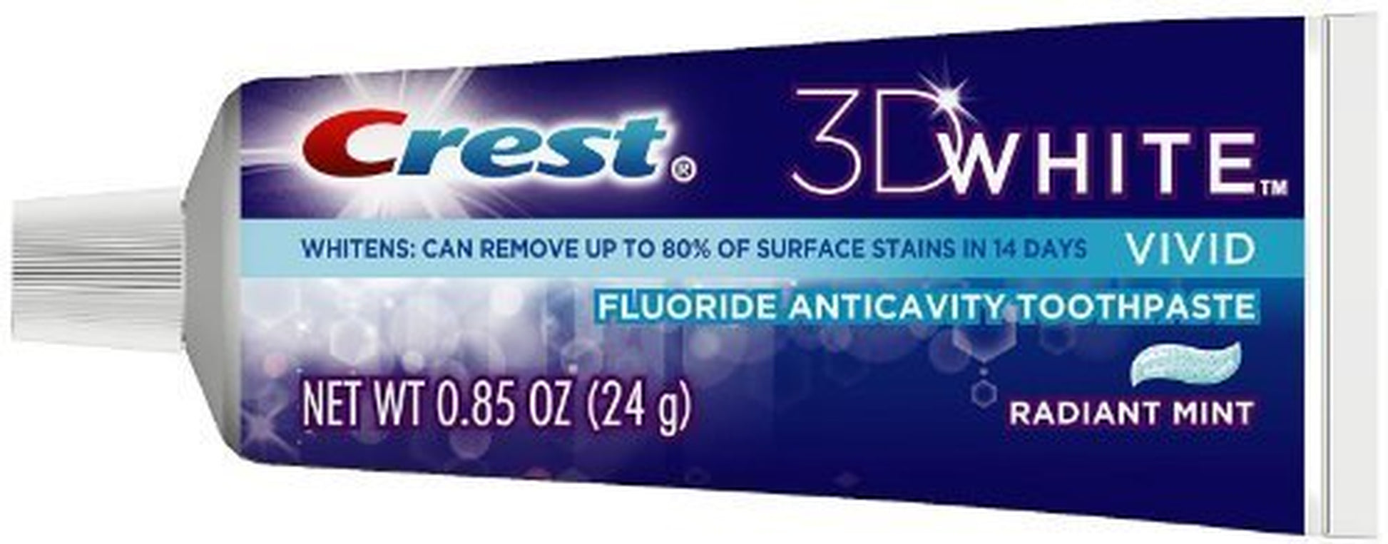 3D White Vivid Fluoride Anticavity Toothpaste Radiant Mint 0.85 Oz Travel Size (Pack of 4)