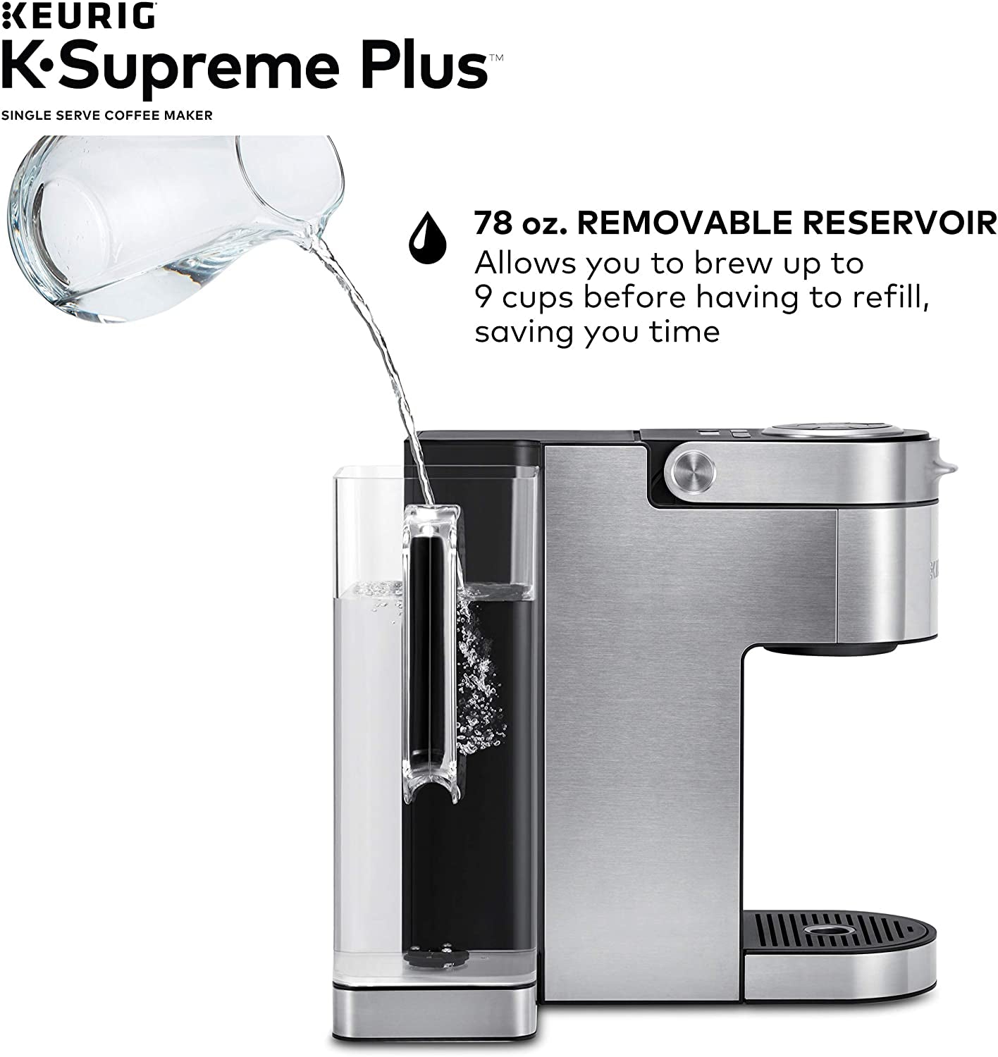 ® K-Supreme plus Single Serve K-Cup Pod Coffee Maker, Multistream Technology, Stainless Steel
