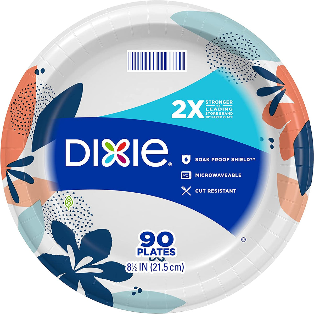 Paper Plates, 8 1/2 Inch, Dinner Size Printed Disposable Plate, 90 Count