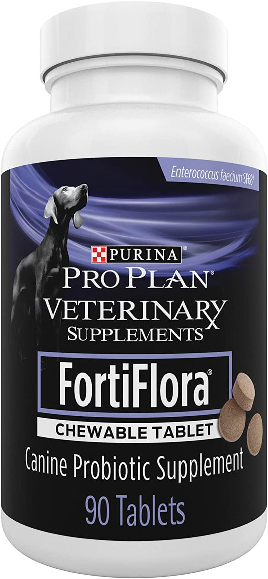 Pro Plan Veterinary Supplements Fortiflora Chewable Dog Probiotic Supplement Tablets - 90 Ct. Canister