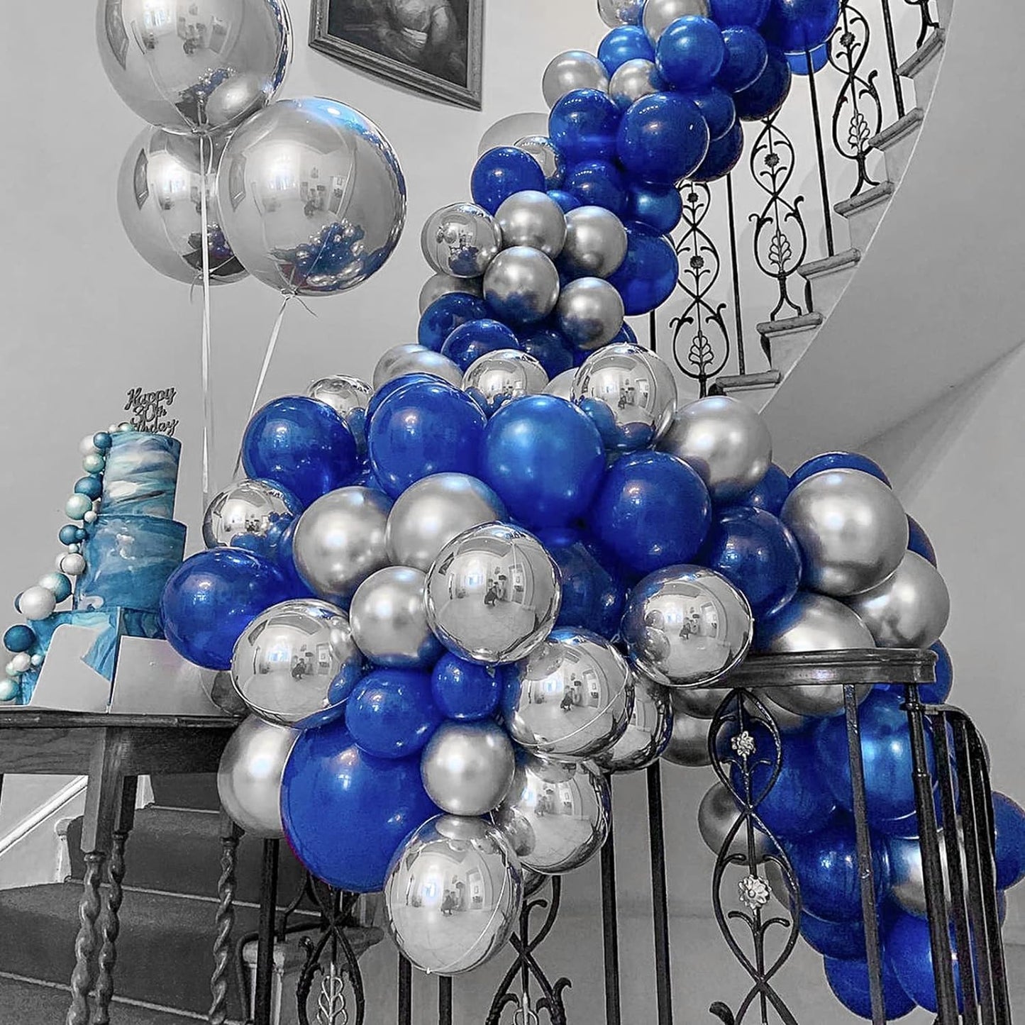 129Pcs Metallic Silver Balloons Latex Balloons Different Sizes 18 12 10 5 Inches Party Balloon Kit for Birthday Party Graduation Baby Shower Wedding Holiday Easter Decoration