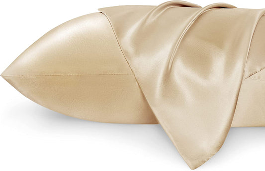Satin Pillowcase Standard Set of 2 - Champagne Gold Silky Pillow Cases for Hair and Skin 20X26 Inches, Pillow Covers with Envelope Closure, Similar to Silk Pillow Cases, Gifts for Women Men