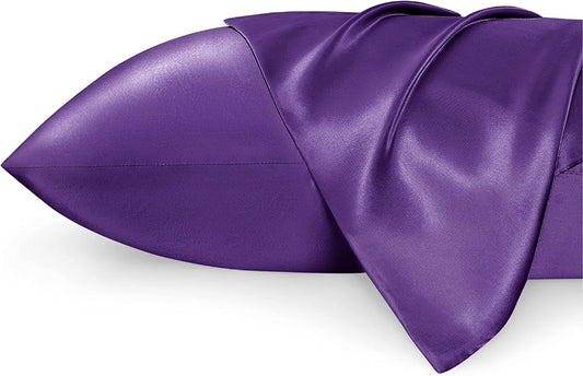 Satin Pillowcase for Hair and Skin Queen - Purple Silky Pillowcase 2 Pack 20X30 Inches - Satin Pillow Cases Set of 2 with Envelope Closure, Similar to Silk Pillow Cases, Gifts for Women Men