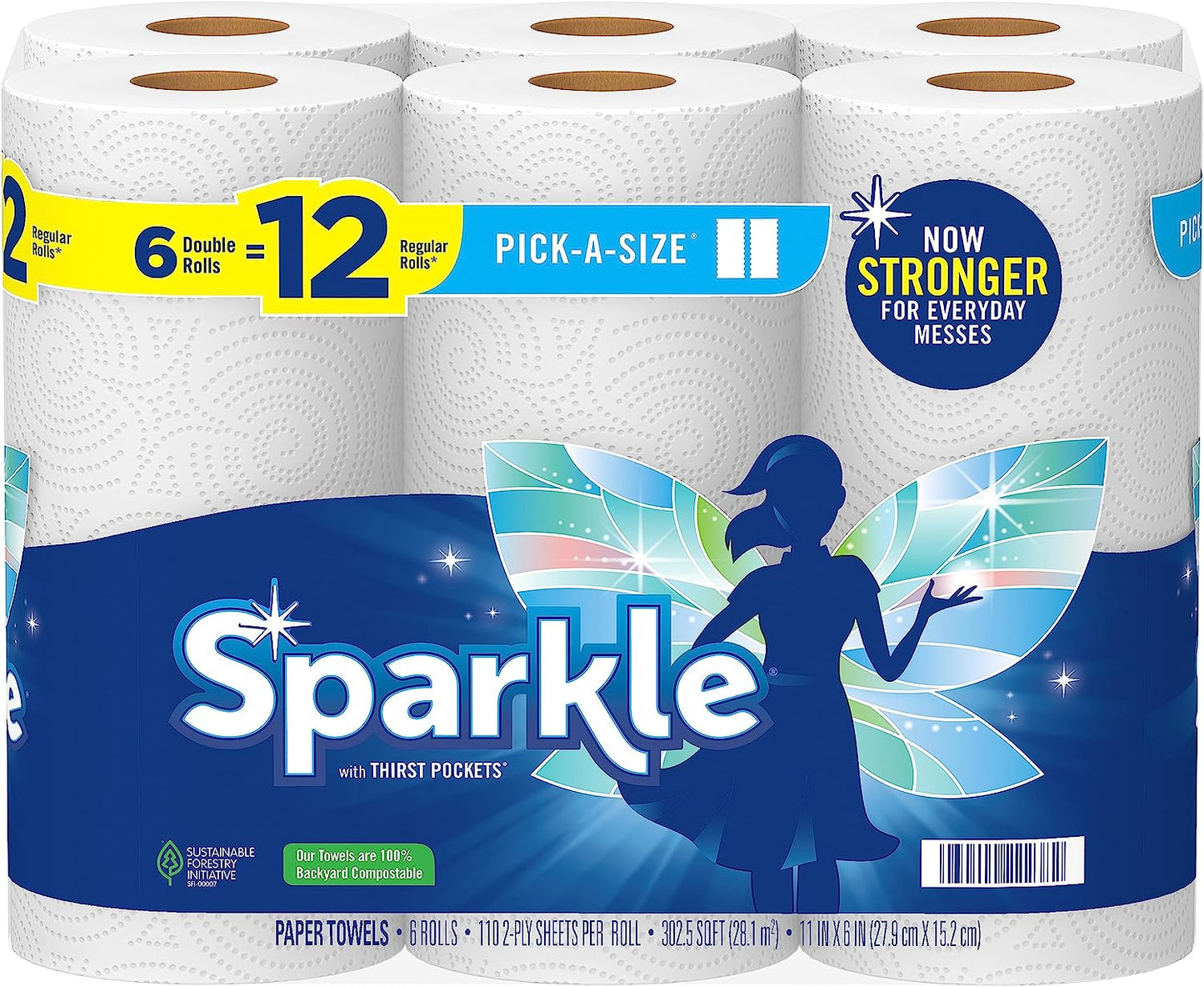 ® Pick-A-Size® Paper Towels, 6 Double Rolls = 12 Regular Rolls