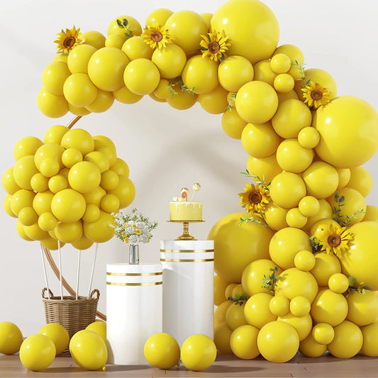 129Pcs Yellow Balloons Different Sizes 18 12 10 5 Inch Latex Balloon Garland Arch for Masquerade Party Decoration Gender Reveal Graduation Anniversary Baby Shower Mickey Theme Party Supplies