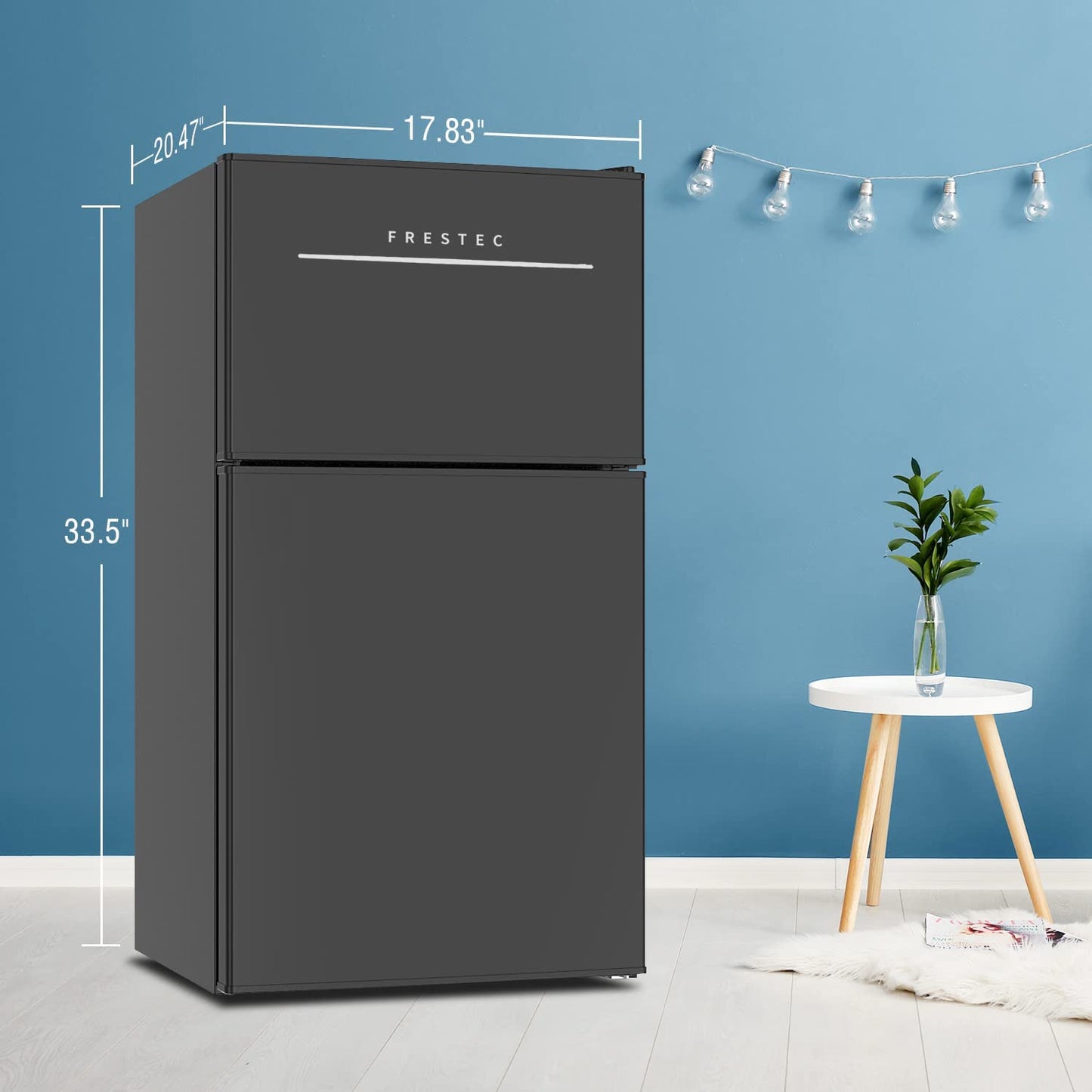3.0 Cu.Ft Compact Refrigerator with 2 Doors, Mini Fridge with Freezer, 37Db Quiet, 7-Settings Mechanical Thermostat, Small Refrigerator for Bedroom Office, Dorm or Garage, Black (New Black)