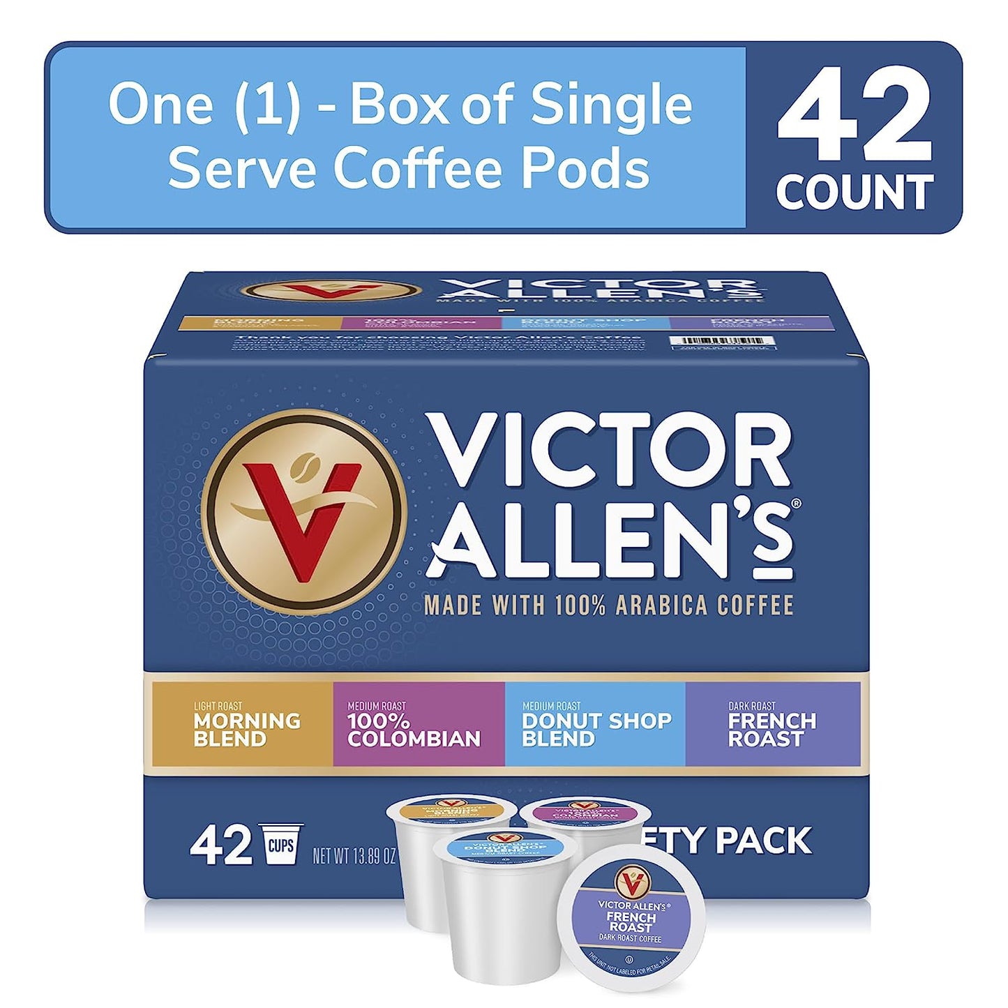 Victor Allen'S Coffee Variety Pack, Light-Dark Roasts, 42 Count, Single Serve Coffee Pods for Keurig K-Cup Brewers