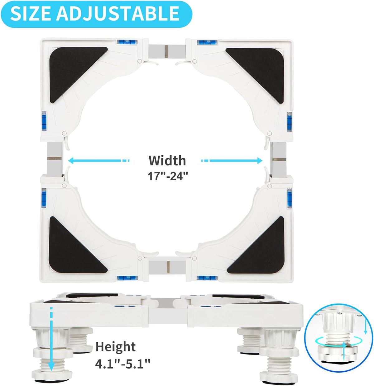 Mini Fridge Stand Adjustable Refrigerator Stand with 4 Strong Feet Universal Appliance Stand Base Heavy Duty Washer and Dryer Stand Laundry Pedestal Multi-Functional Base (White)