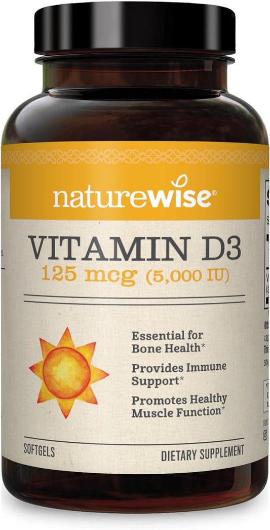 Vitamin D3 5000Iu (125 Mcg) Healthy Muscle Function, and Immune Support, Non-Gmo, Gluten Free in Cold-Pressed Olive Oil, Packaging Vary ( Mini Softgel), 90 Count