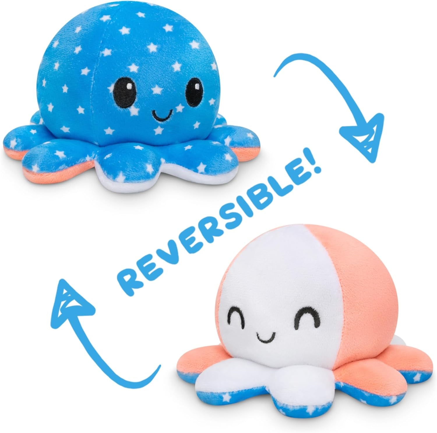 - the Original Reversible Octopus Plushie - 4Th of July - Stars + Stripes - Cute Sensory Fidget Stuffed Animals That Show Your Mood