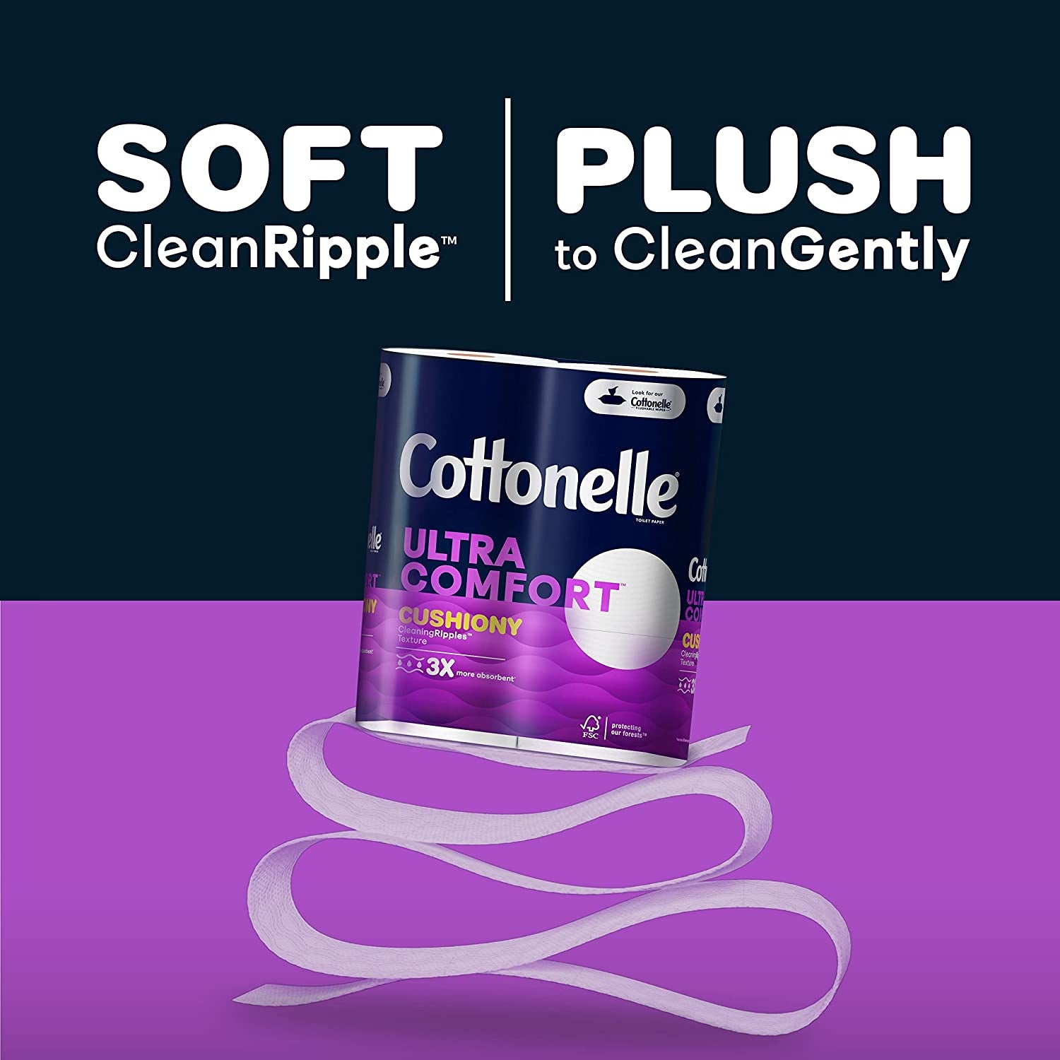 Ultra Comfort Toilet Paper with Cushiony Cleaningripples Texture, 24 Family Mega Rolls (24 Family Mega Rolls = 108 Regular Rolls) (4 Packs of 6), 325 Sheets per Roll, Packaging May Vary