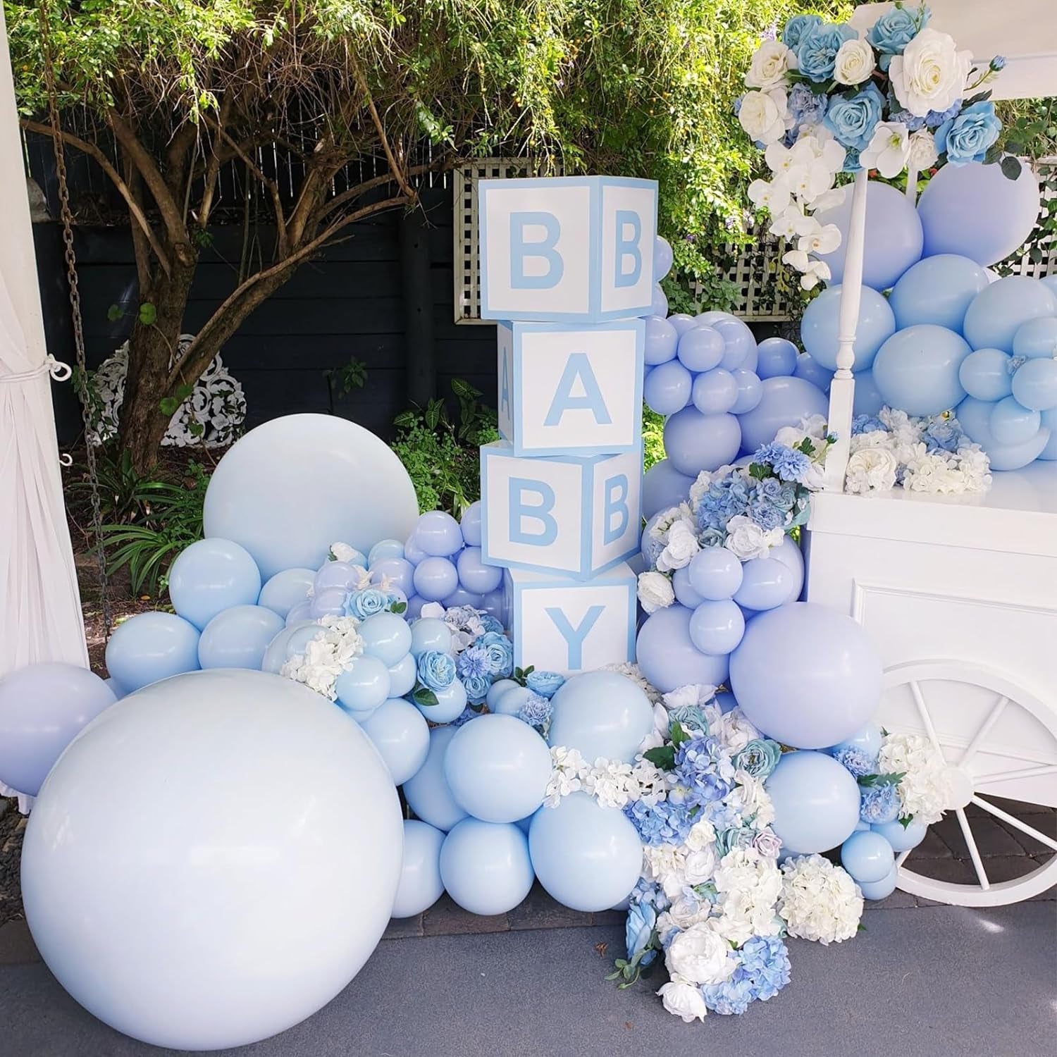 129Pcs Retro Blue Balloons Different Sizes 18 12 10 5 Inch Latex Dusty Blue Balloon Garland Arch for Party Decoration Gender Reveal Graduation Birthday Wedding Anniversary Baby Shower Party Supplies